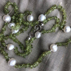 Peridot Gemstone & Baroque Pearl Necklace