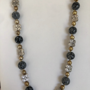 Golden Pearls & Black Jasper Necklace