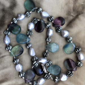 Silver Baroque Pearls & Fluorite Gemstone Necklace