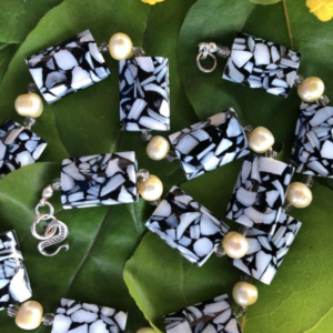 Mosaic Shell & Golden Baroque Pearl Necklace