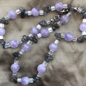 Lavender Jade & Labradorite Gemstone Necklace