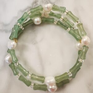 Aventurine Gemstone & Pearls Bracelet