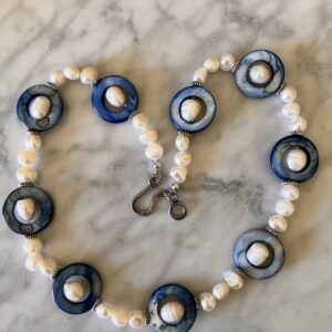 Mediterranean Blue Shells & Baroque Pearls Necklace