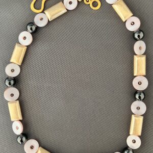 Hematite Gemstones & Pink Shell