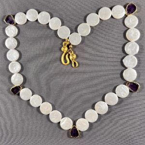 Amethyst & Pearl Coin Necklace