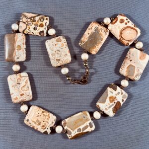 Picture Jasper Gemstone & Cultured Pearl Necklace