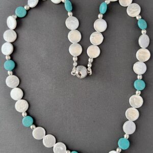 Turquoise Howlite & Shell Pearl Coins