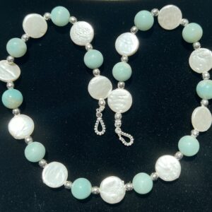 Amazonite & Coin Pearl Necklace